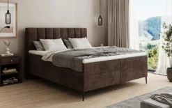 Boxspringbett Lucca in Cord mit Stauraum und Füßen
