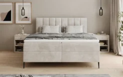 Boxspringbett Lucca in Cord mit Stauraum und Füßen