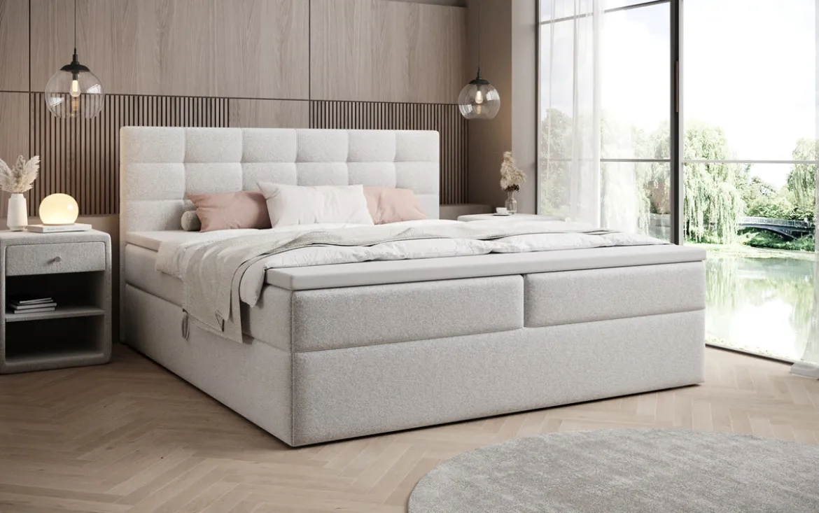 Boxspringbett Lux in Strukturstoff mit Stauraum
