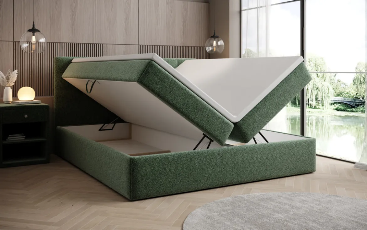 Boxspringbett Lux in Strukturstoff mit Stauraum