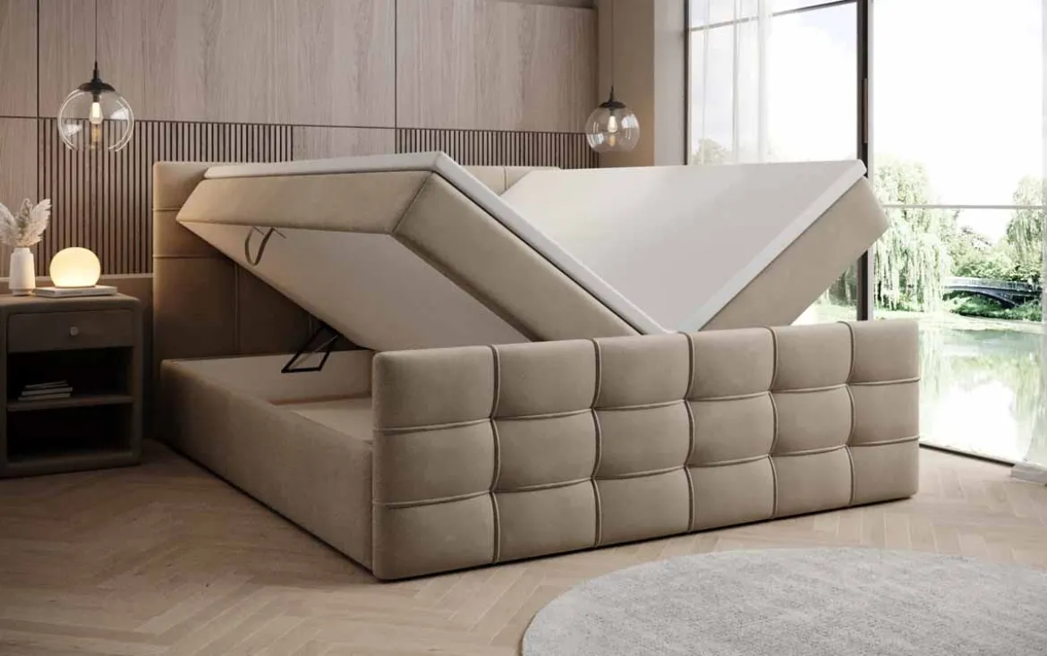 Boxspringbett Luxor Samt mit Stauraum