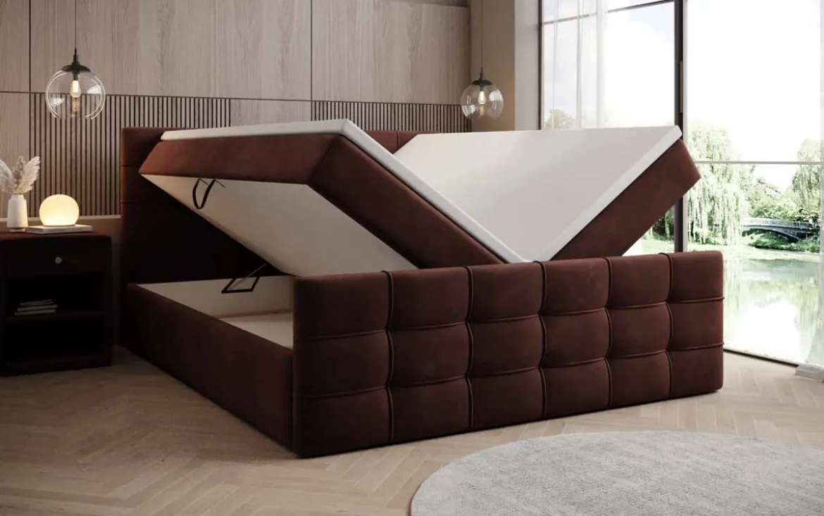 Boxspringbett Luxor Samt mit Stauraum