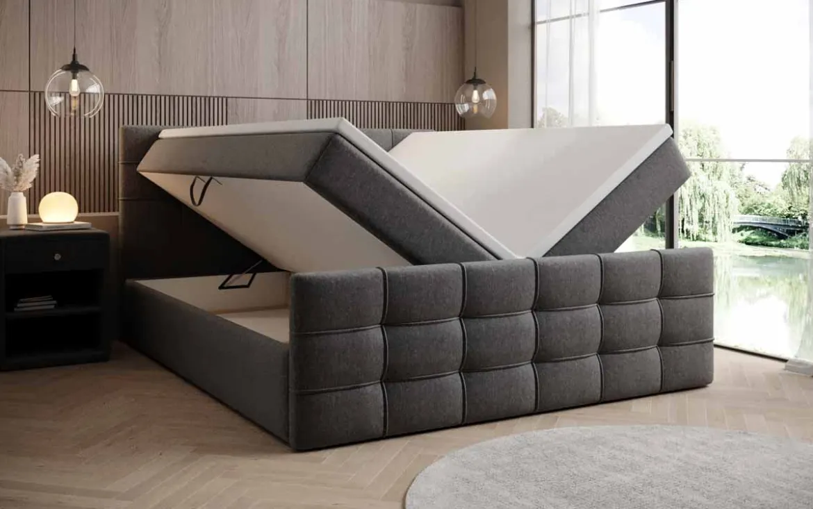 Boxspringbett Luxor Stoff mit Stauraum