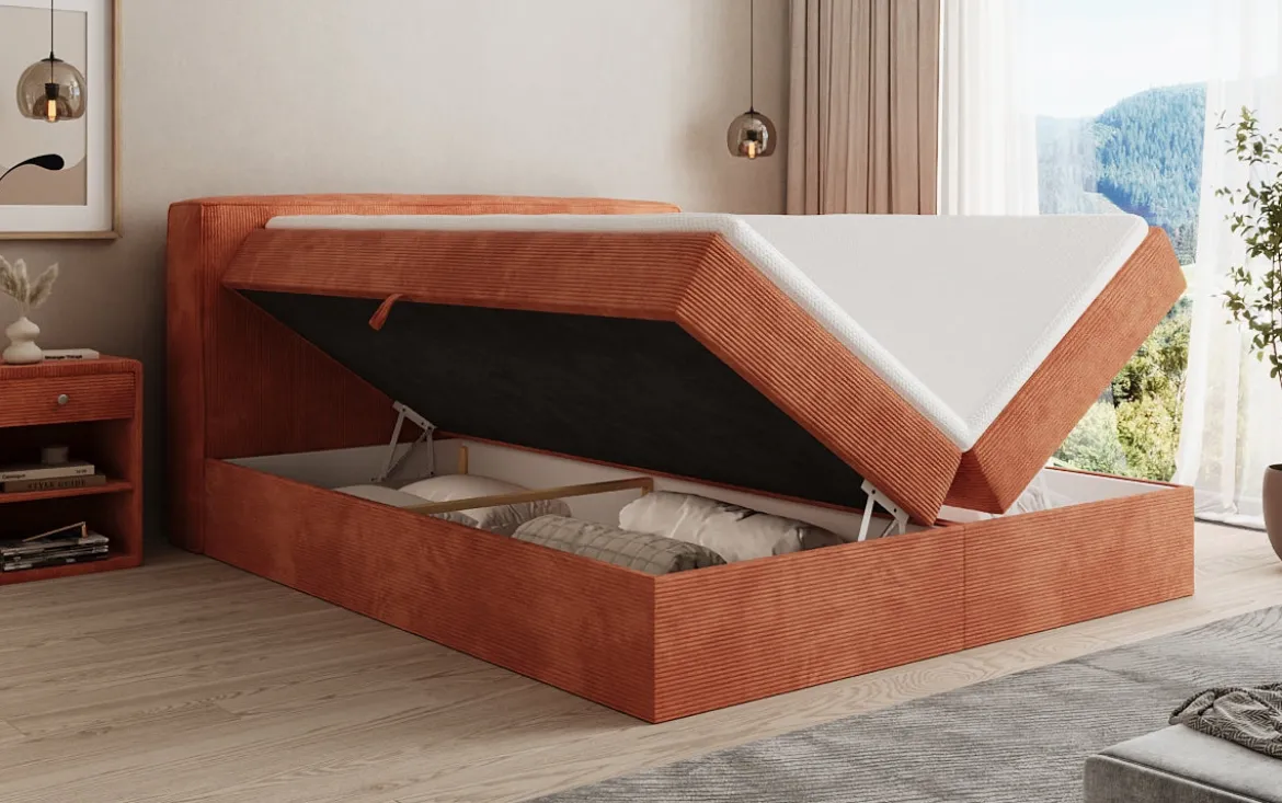 Boxspringbett Marea in Cord mit Stauraum