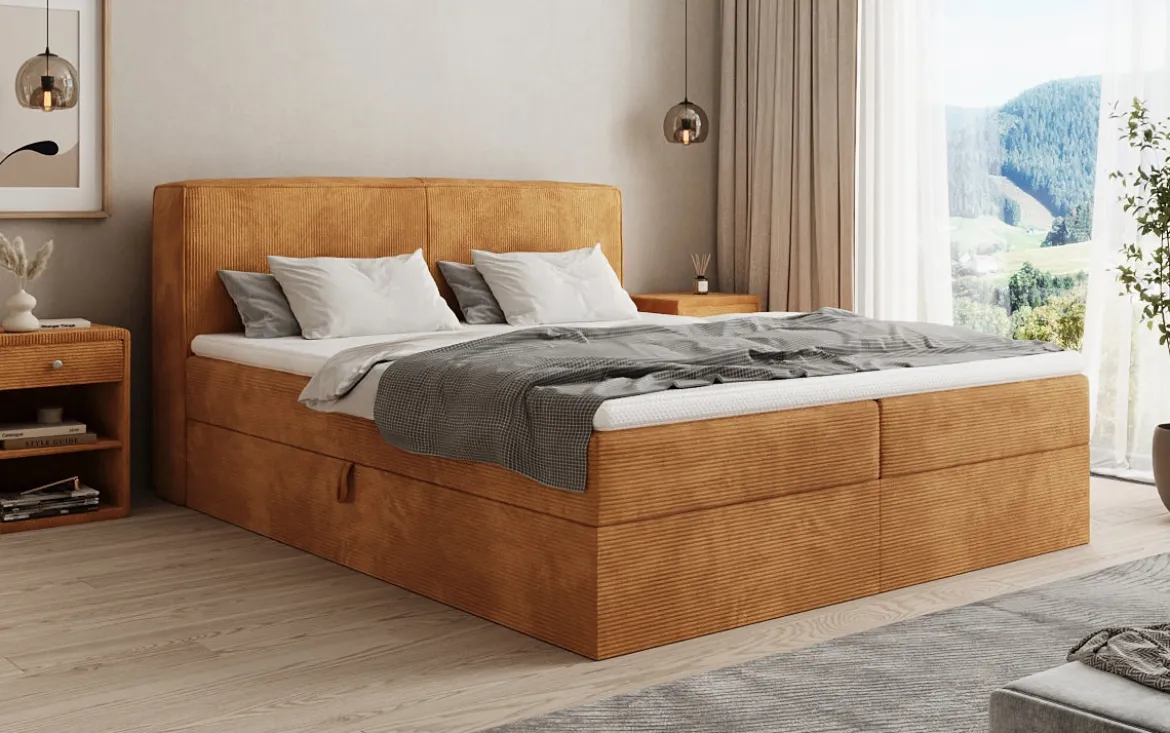 Boxspringbett Marea in Cord mit Stauraum