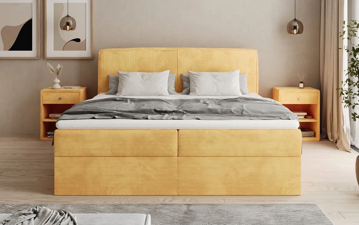 Boxspringbett Marea in Cord mit Stauraum