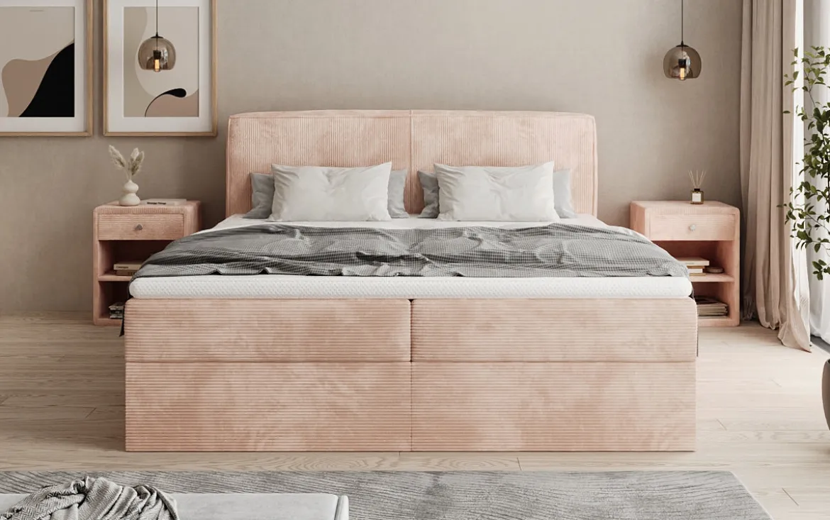 Boxspringbett Marea in Cord mit Stauraum