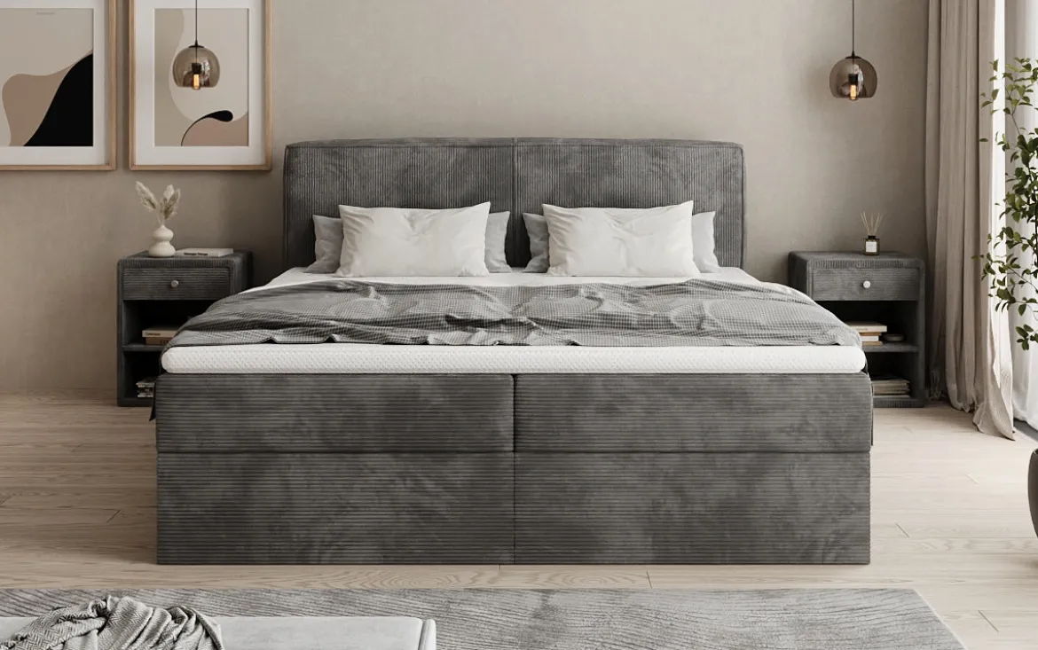 Boxspringbett Marea in Cord mit Stauraum