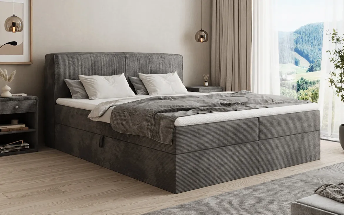 Boxspringbett Marea in Cord mit Stauraum