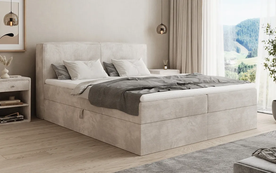 Boxspringbett Marea in Cord mit Stauraum