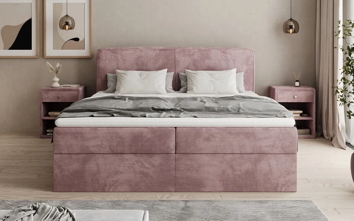 Boxspringbett Marea in Cord mit Stauraum