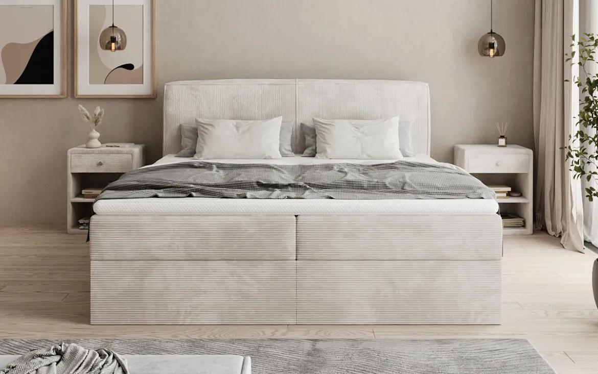 Boxspringbett Marea in Cord mit Stauraum