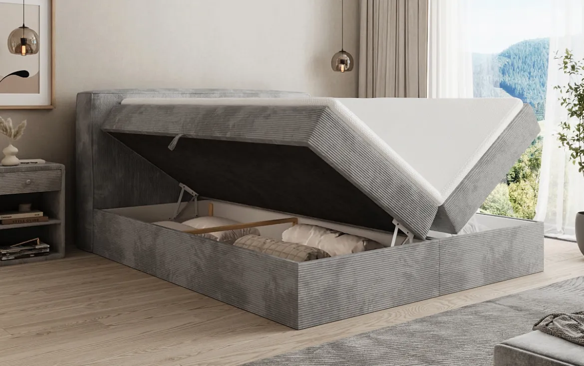 Boxspringbett Marea in Cord mit Stauraum
