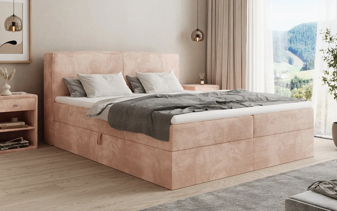 Boxspringbett Marea in Cord mit Stauraum