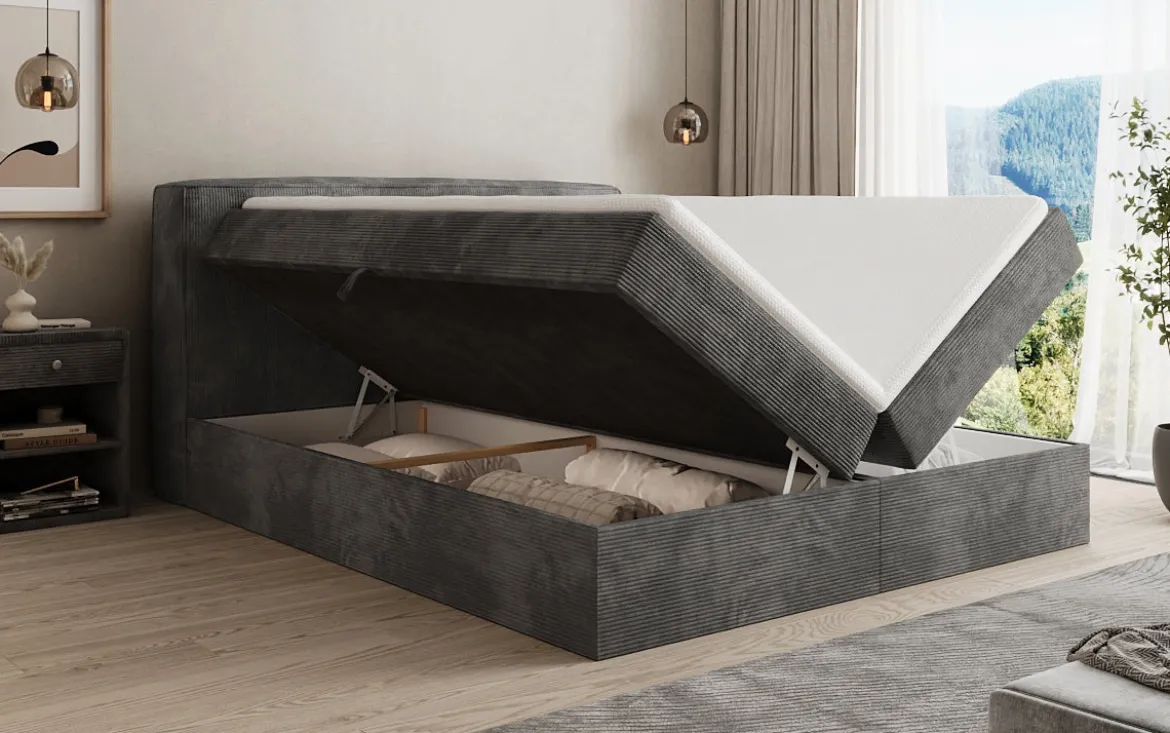 Boxspringbett Marea in Cord mit Stauraum