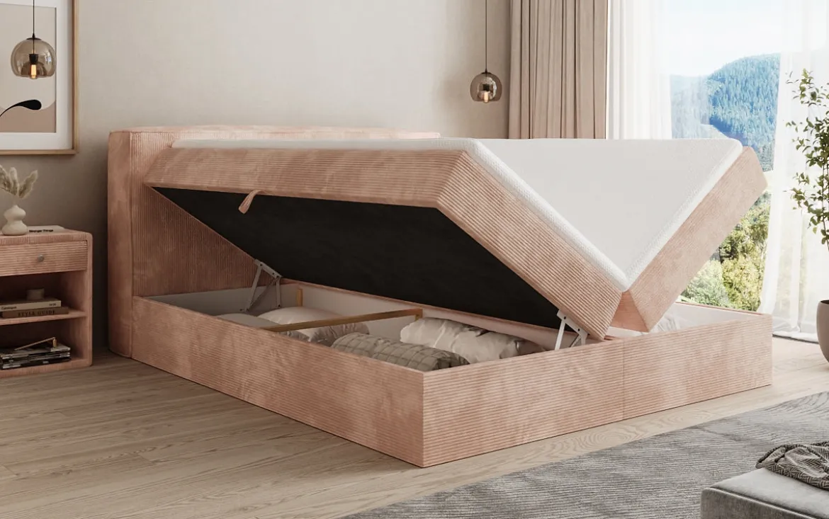Boxspringbett Marea in Cord mit Stauraum