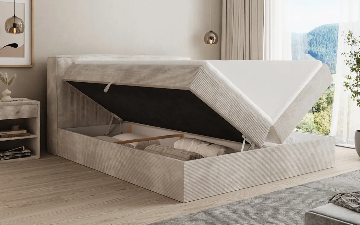 Boxspringbett Marea in Cord mit Stauraum