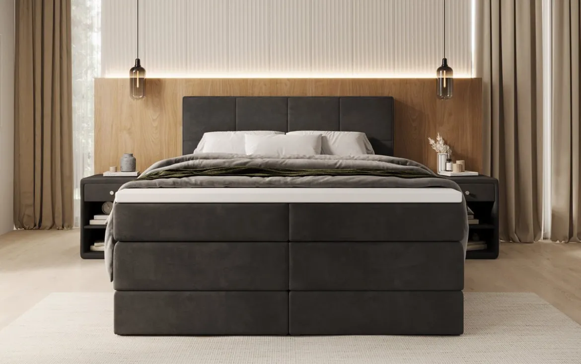 Boxspringbett Mareno mit Stauraum in Samt