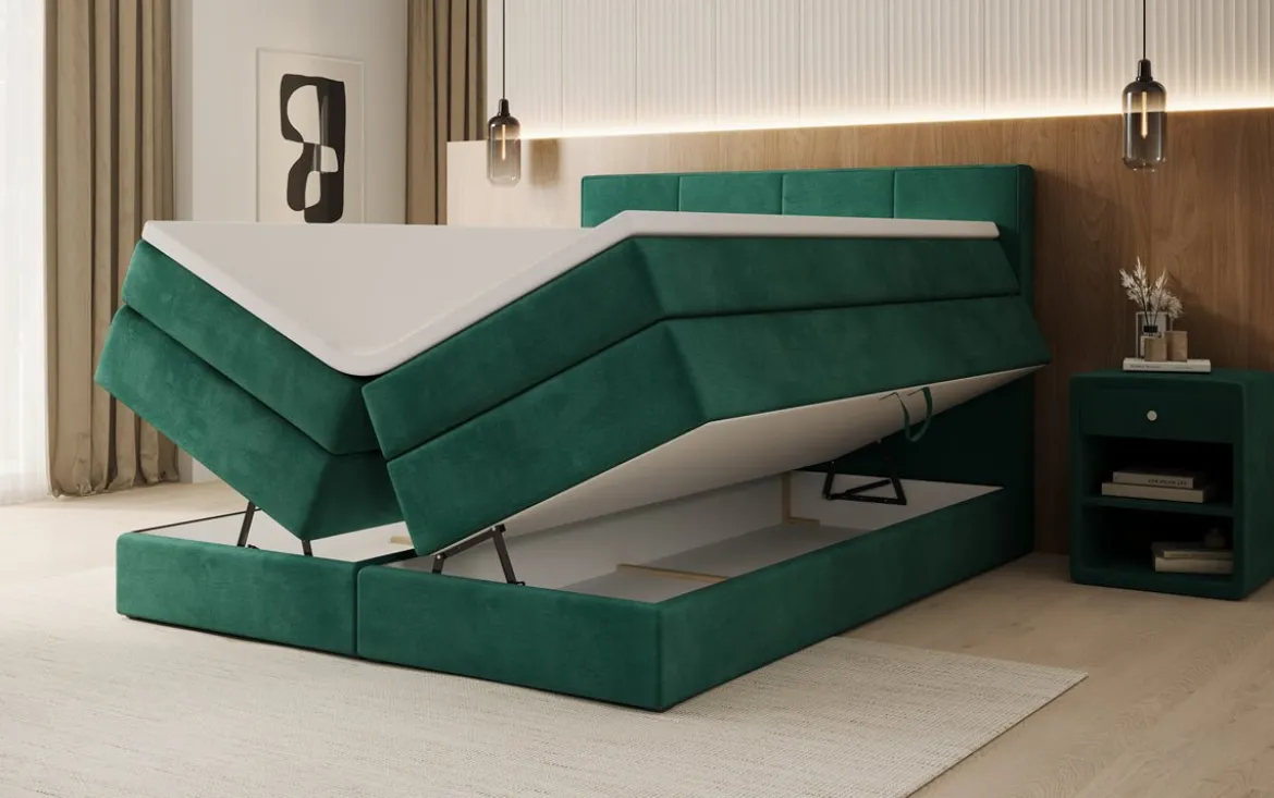 Boxspringbett Mareno mit Stauraum in Samt