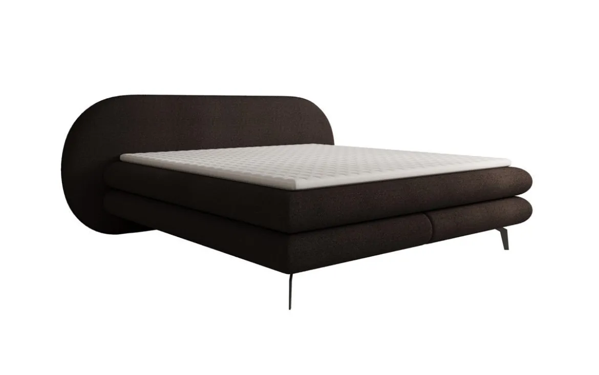 Boxspringbett Marisol mit ovalem Headboard in Bouclé