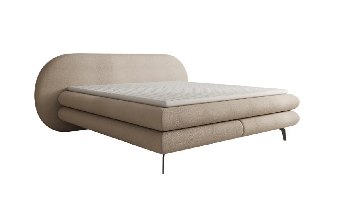 Boxspringbett Marisol mit ovalem Headboard in Bouclé
