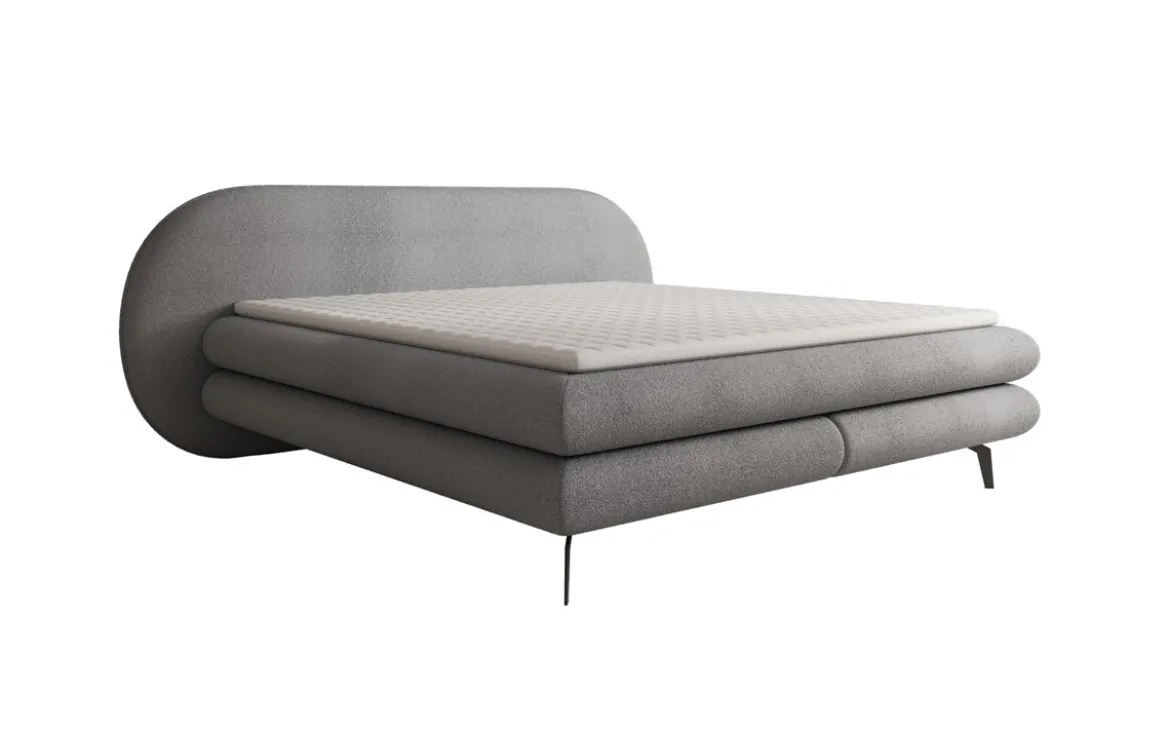Boxspringbett Marisol mit ovalem Headboard in Bouclé