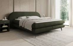 Boxspringbett Marisol mit ovalem Headboard in Bouclé