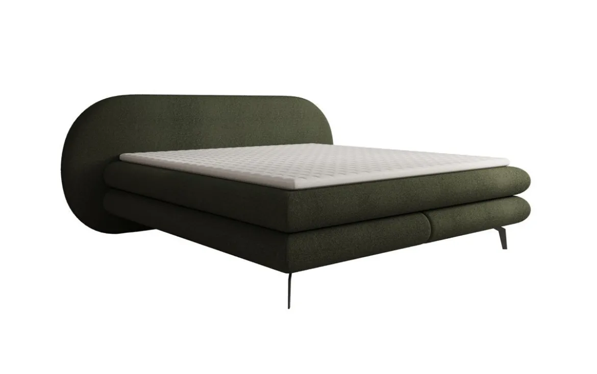 Boxspringbett Marisol mit ovalem Headboard in Bouclé