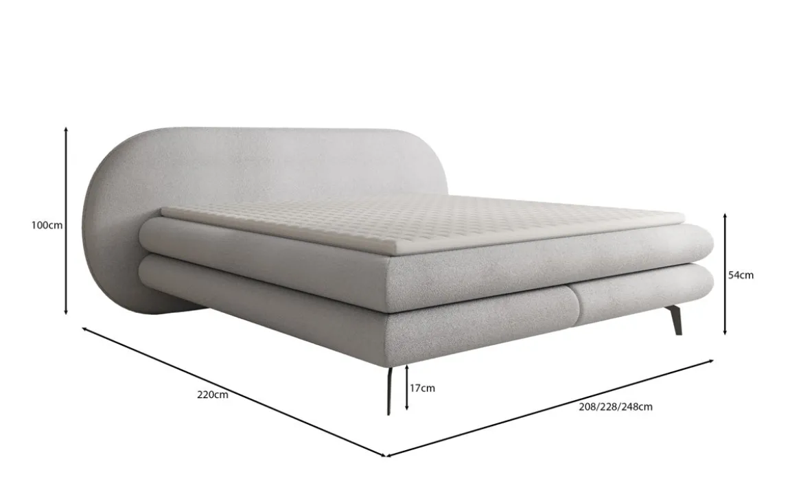 Boxspringbett Marisol mit ovalem Headboard in Bouclé
