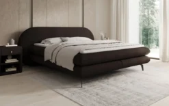 Boxspringbett Marisol mit ovalem Headboard in Bouclé