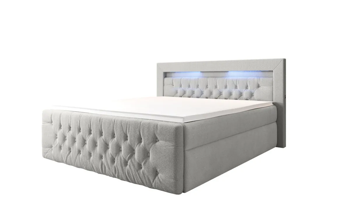 Boxspringbett Menzogna Bouclé mit LED und Stauraum (2 Schubladen)