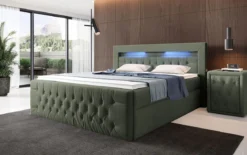 Boxspringbett Menzogna Bouclé mit LED und Stauraum (2 Schubladen)