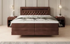 Boxspringbett Menzogna mit Schwebeoptik und LED in Samt