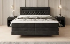 Boxspringbett Menzogna mit Schwebeoptik und LED in Samt