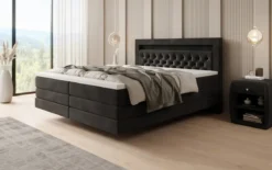 Boxspringbett Menzogna mit Schwebeoptik und LED in Samt