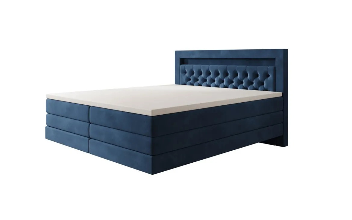 Boxspringbett Menzogna mit Schwebeoptik und LED in Samt