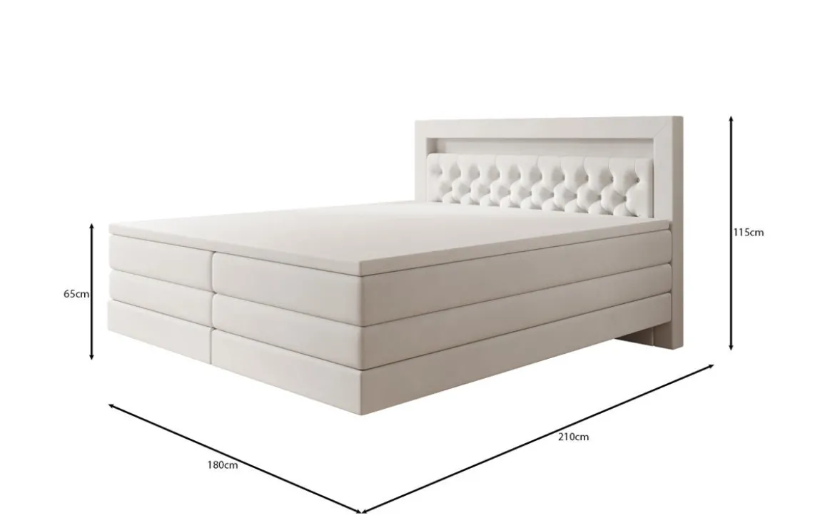 Boxspringbett Menzogna mit Schwebeoptik und LED in Samt
