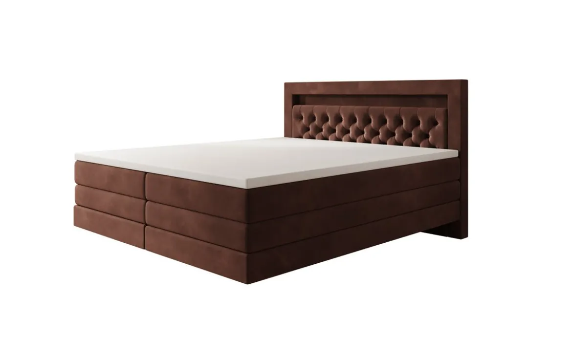 Boxspringbett Menzogna mit Schwebeoptik und LED in Samt