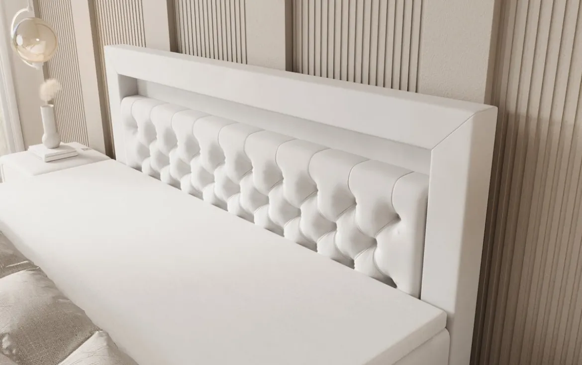 Boxspringbett Menzogna mit Schwebeoptik und LED in Samt