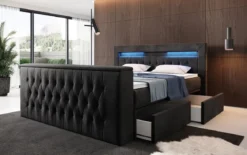 Boxspringbett Menzogna mit TV Lift, USB und Stauraum (2 Schubladen)
