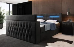 Boxspringbett Menzogna mit TV Lift, USB und Stauraum (2 Schubladen)