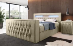 Boxspringbett Menzogna mit TV Lift, USB und Stauraum (2 Schubladen)