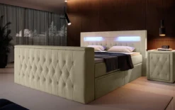 Boxspringbett Menzogna mit TV Lift, USB und Stauraum (2 Schubladen)