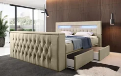 Boxspringbett Menzogna mit TV Lift, USB und Stauraum (2 Schubladen)