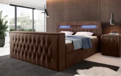 Boxspringbett Menzogna mit TV Lift, USB und Stauraum (2 Schubladen)