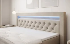 Boxspringbett Menzogna Samt mit LED und Stauraum (2 Schubladen)