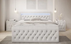 Boxspringbett Menzogna Samt mit LED und Stauraum (2 Schubladen)