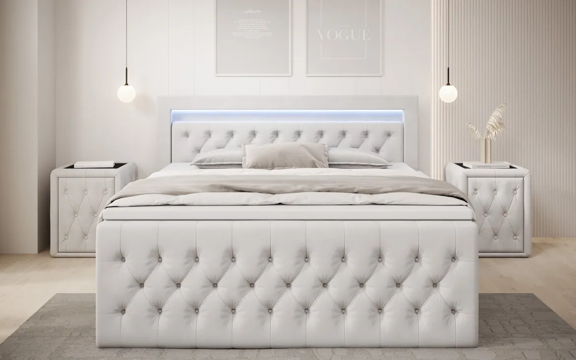 Boxspringbett Menzogna Samt mit LED und Stauraum (2 Schubladen)