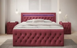 Boxspringbett Menzogna Samt mit LED und Stauraum (2 Schubladen)