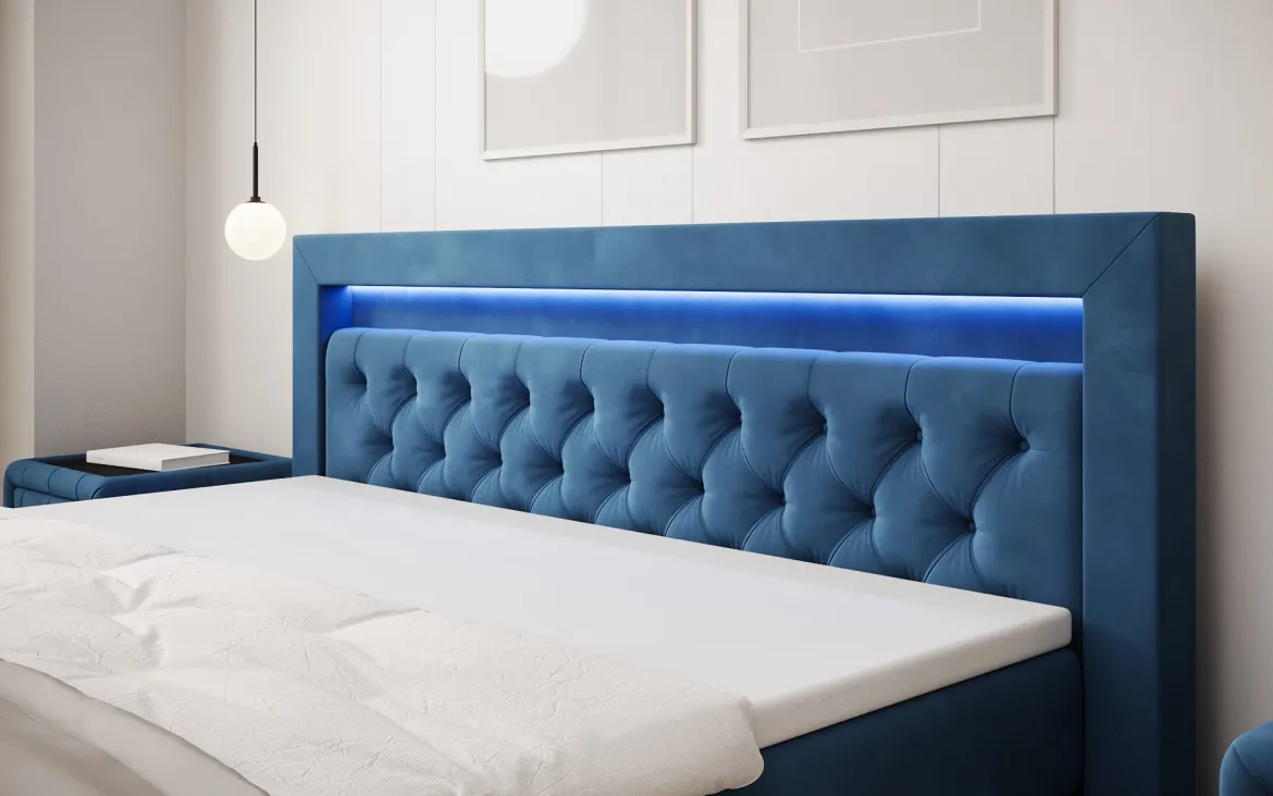 Boxspringbett Menzogna Samt mit LED und Stauraum (2 Schubladen)